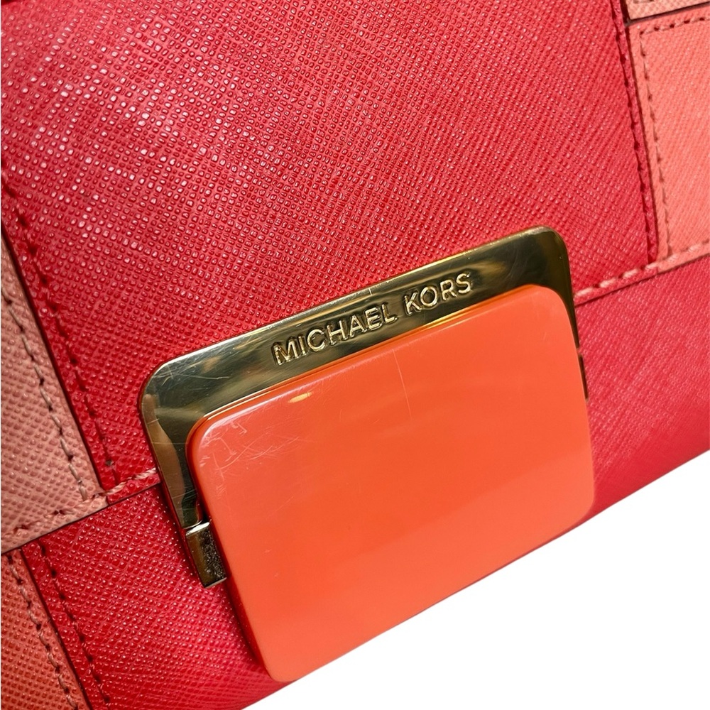 Michael Kors Pink Patchwork Saffiano Leather Convertible Clutch Removable Strap - Picture 4 of 10